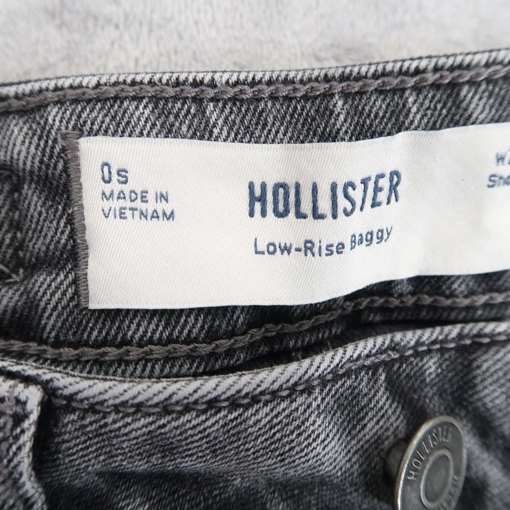 Hollister Jeans Womens 0S w25 Short Fits 26x29 Gray Low-Rise Baggy Cinch Back - Picture 4 of 13